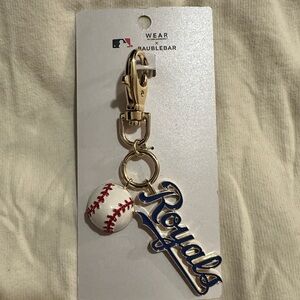 MLB Royals Blue and White Keychain with Baseball Charm
